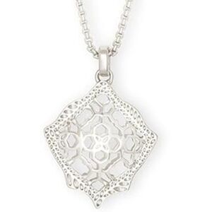 New Kendra Scott Kacey Silver Filigree Necklace Adjustable w/Dustbag
